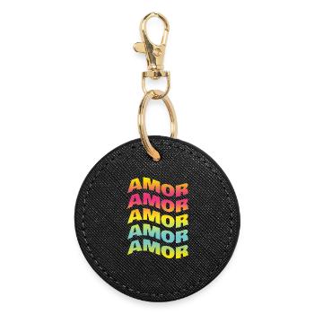 t-shirt amor amore love liebe amour t-shirt - Runder Schlüsselanhänger - Schwarz - Vorne