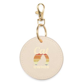 Propriétaire de chat Vintage Look - Porte-clés rond - huître - Devant