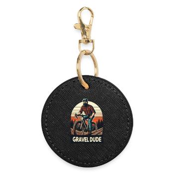 Gravel Dude Mountain Biker Design - Round Keyring - black - Front