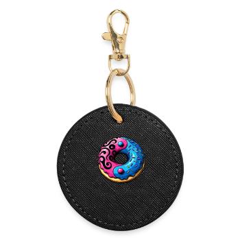 Yin Yang Donut Illustration - Runder Schlüsselanhänger - Schwarz - Vorne