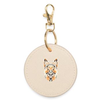 German Shepherd Dog Head Geometry Polygon Art - Round Keyring - oyster - Front