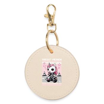 Unicorn on motorcycle - Round Keyring - oyster - Front