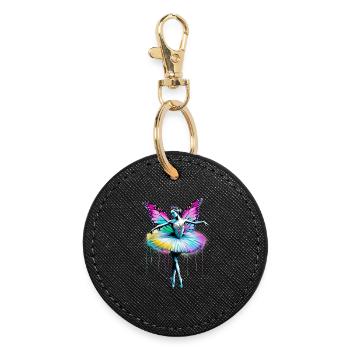 Ballerina with butterfly wings butterflies tutu - Round Keyring - black - Front