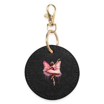 Ballerina with butterfly wings butterflies tutu - Round Keyring - black - Front