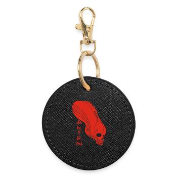 Crâne extraterrestre rouge - Porte-clés rond - noir - Devant
