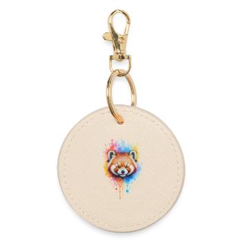 Éclaboussure aquarelle de panda rouge - Porte-clés rond - huître - Devant