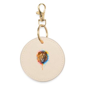 Lion à l’aquarelle - Porte-clés rond - huître - Devant