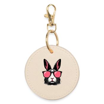 Lapin avec des lunettes de soleil - Porte-clés rond - huître - Devant