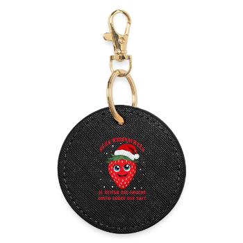 Fraise sucrée - Porte-clés rond - noir - Devant