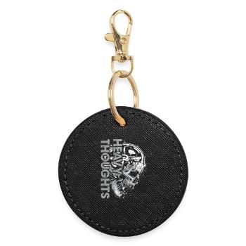 Skull Vinyl Pulse Graphic - Round Keyring - black - Front