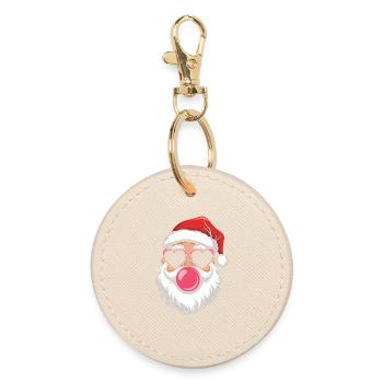 Cool Santa Christmas Trendy Funny - Round Keyring - oyster - Front