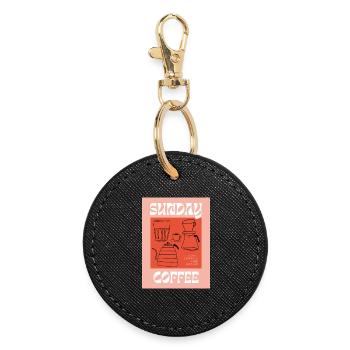 Café du dimanche | Goutte à goutte lente, gorgée fine - Porte-clés rond - noir - Devant