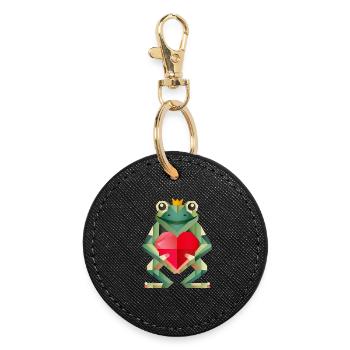 Froschkönig mit Herz –Geometrische Liebeserklärung - Runder Schlüsselanhänger - Schwarz - Vorne