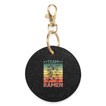 Cat Eats Ramen Noodles - Round Keyring - black - Front