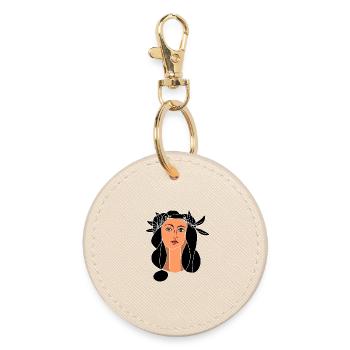 Woman face - Round Keyring - oyster - Front