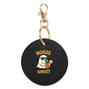 Ghostly Booze Enthusiast with Sunglasses - Round Keyring - black - Front