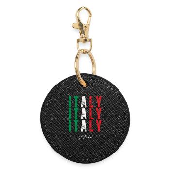 Drapeau de l’Italie, fierté italienne - Porte-clés rond - noir - Devant