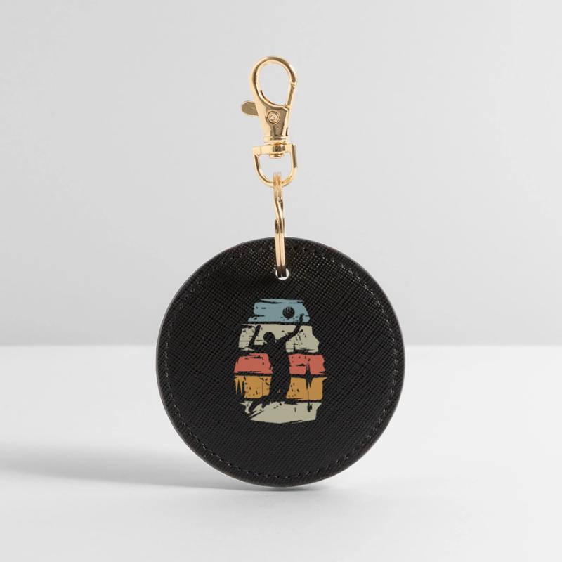 retro volleyball player - ball attack scratch Round Keyring