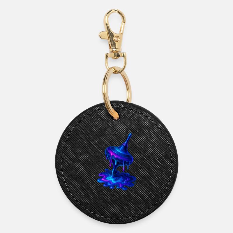 Melting Top Blue Purple - Round Keyring - black