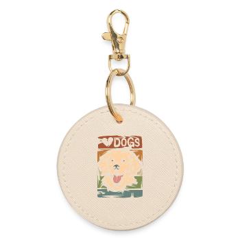 Golden Retriever Vintage - Illustration de chien rétro - Porte-clés rond - huître - Devant