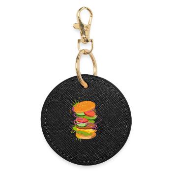 Colorful graffiti burger in street food look - Round Keyring - black - Front