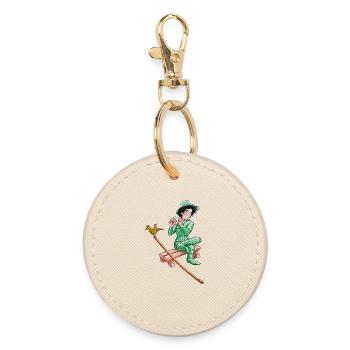 the green vagabond playing the Flute - Round Keyring - oyster - Front