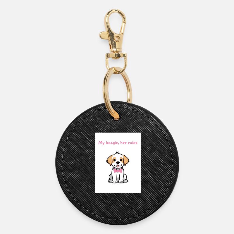 My beagle, her rules - Round Keyring - black