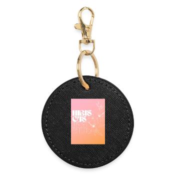 Hibiscus Custom Floral Design - Round Keyring - black - Front