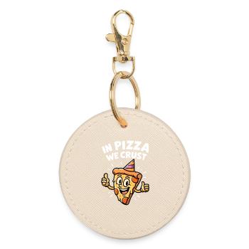 Conception amusante de fête de pizza - Porte-clés rond - huître - Devant