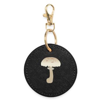 Minimalist Parasol Mushroom Illustration - Round Keyring - black - Front