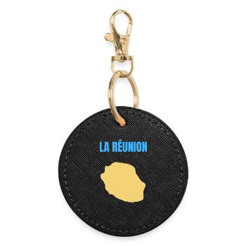 T-shirt carte La Réunion île dorée - Porte-clés rond - noir - Devant