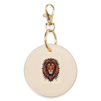 Lion portrait in the magic of colors - Round Keyring - oyster - Front
