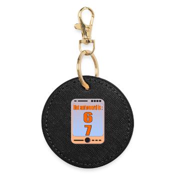 Six Seven Meme 6 7 - Round Keyring - black - Front