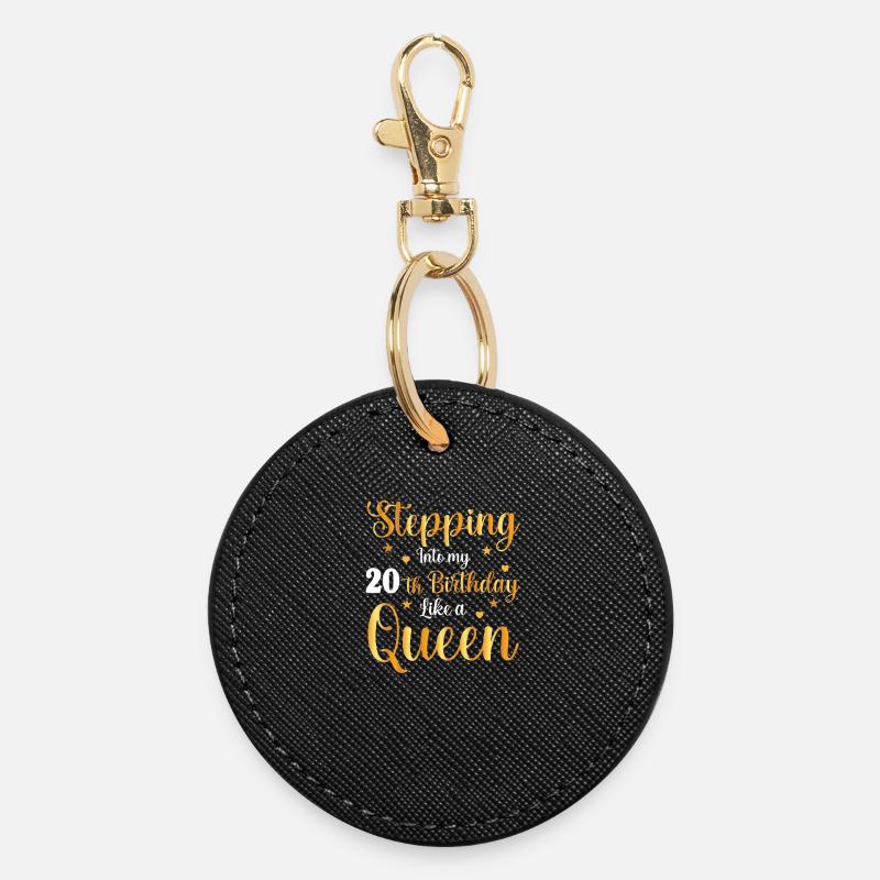 Step into the queen's age 20 - Round Keyring - black