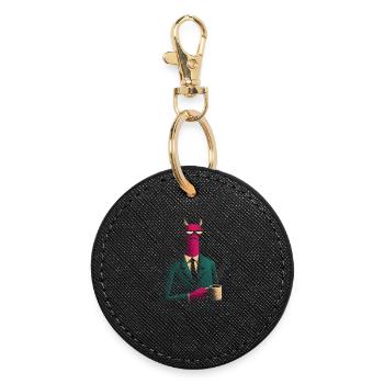 Démon en costume avec café - Porte-clés rond - noir - Devant