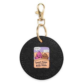 Duo de patates douces et de pommes de terre grossières - Porte-clés rond - noir - Devant