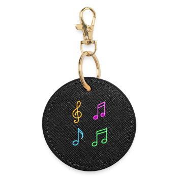 Neon Sheet Music – Music Vibes - Round Keyring - black - Front