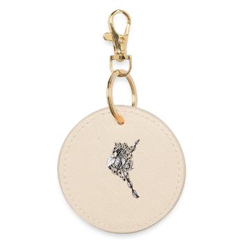 Fleur Mandala Plume Art - Porte-clés rond - huître - Devant