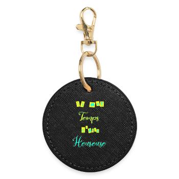 It's time to be happy - Round Keyring - black - Front