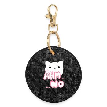 Ähm nö Kawaii Katze rosa - Runder Schlüsselanhänger - Schwarz - Vorne