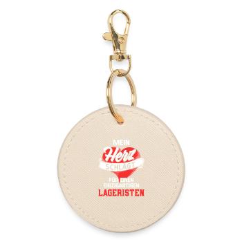Heart beats for unique warehouse clerks - Round Keyring - oyster - Front