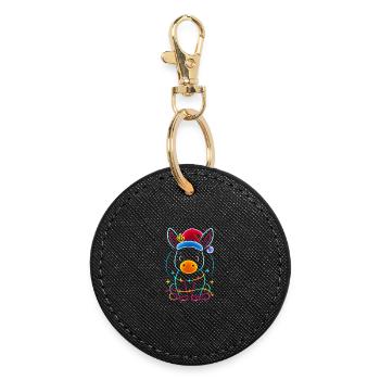 Donkey Elf Christmas Funny Gift - Round Keyring - black - Front
