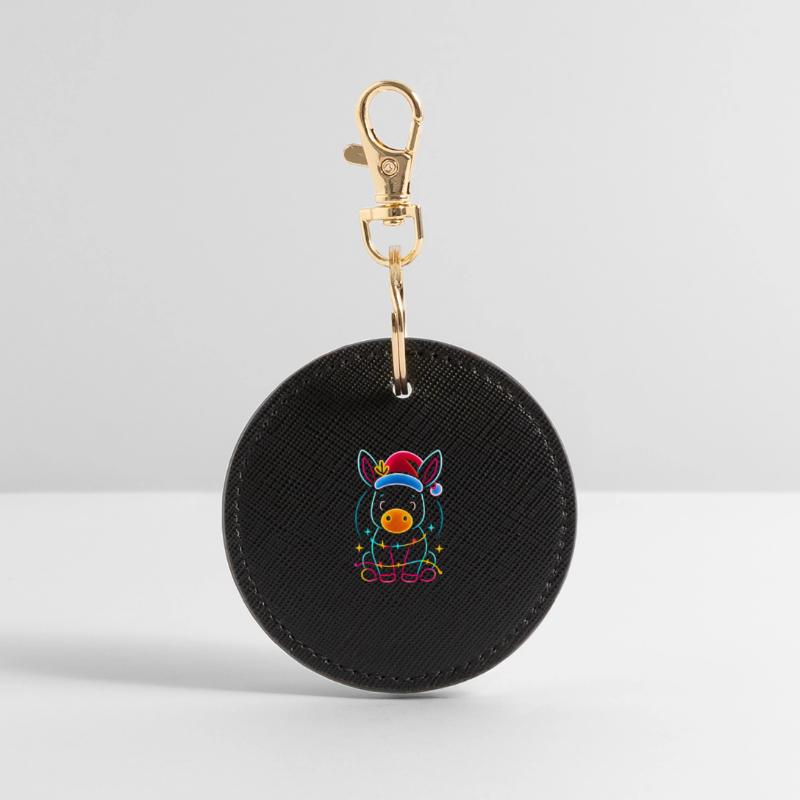 Donkey Elf Noël Drôle Cadeau Porte-clés rond