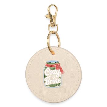 Cozy In Brine Cucumber Jar Winter Humor - Round Keyring - oyster - Front