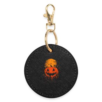 Halloween Pumpkin & Blood Moon – Scary Design - Round Keyring - black - Front