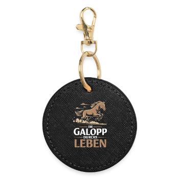  Im Galopp Durchs Leben Motivierendes Pferd Spruch - Runder Schlüsselanhänger - Schwarz - Vorne