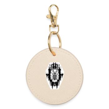 Black and White Scrab Design No. 6 - Round Keyring - oyster - Front