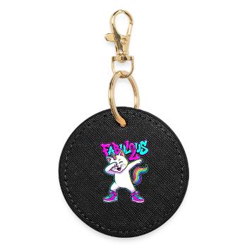 Fabulous 4 Dabbing Caticorn - Round Keyring - black - Front