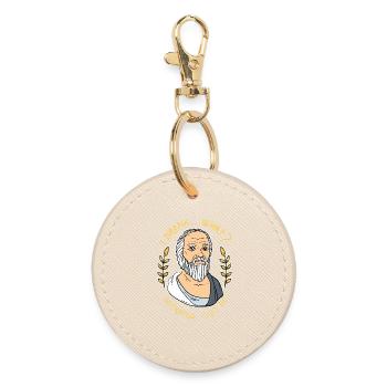 Funny Socrates I Drank What Philosophy Graphic - Round Keyring - oyster - Front