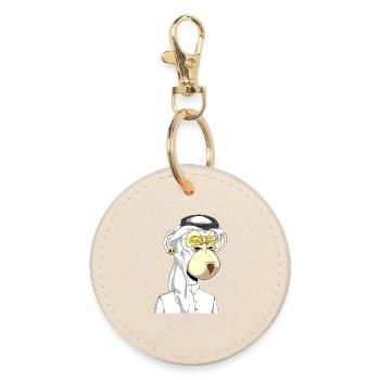 Ape with gold glasses - Round Keyring - oyster - Front